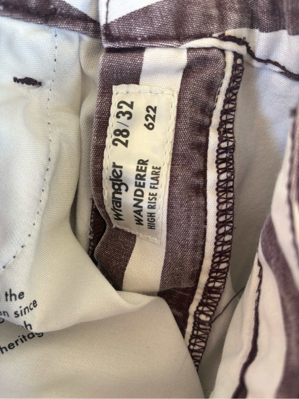 Wrangler Brown and White Vertical Stripe Flare Jeans - Picture 5 of 12